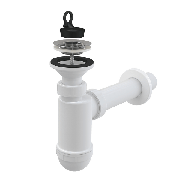 Siphon für Waschbecken mit Ablaufventil und Stöpsel