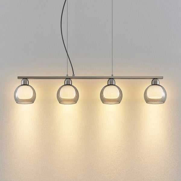 Lucande Pendelleuchte Kaiya (Modern) in Alu aus Metall (4 flammig, E14) - Glas Hängelampe Esstischlampe Hängeleuchte Wohnzimmerleuchte