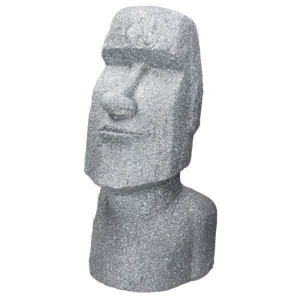 ECD Germany Moai Figur Rapa Nui Kopf 53,5 cm hoch aus wetterfestem Steinguss Kunstharz, Grau, Osterinsel Statue als Dekoration für Haus & Garten, Gartenfigur Dekofigur, Skulptur für Innen & Außen