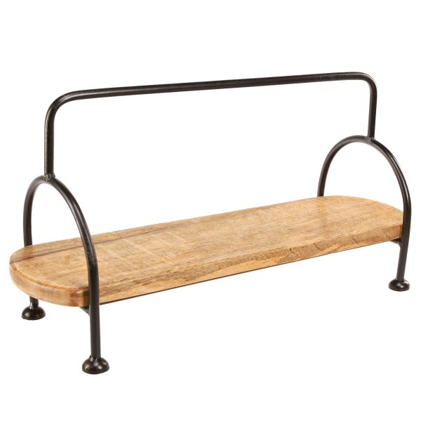 Dekorative Servierplatte aus Mangoholz mit Metallgestell