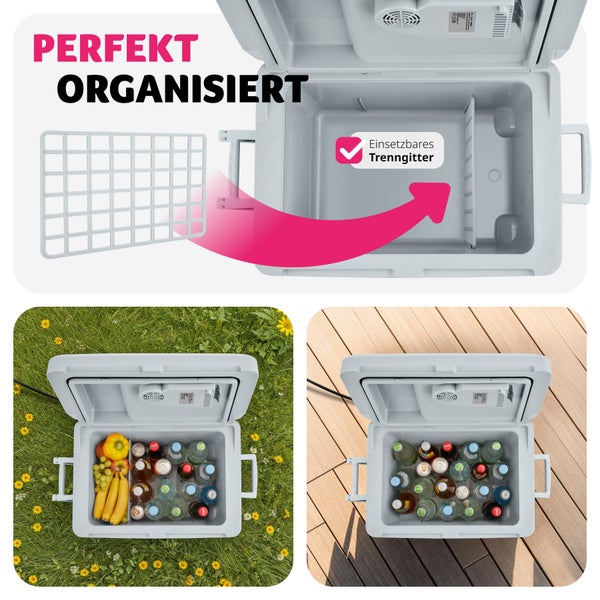 Elektrisches Kühl- und Wärmebox  tectake  56 x 39 x 42 cm  40 l Fassungsvermögen  grau