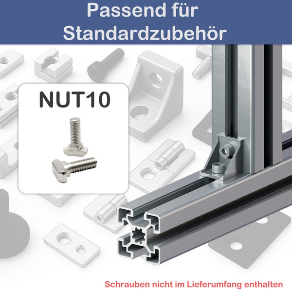 Passend für Standardzubehör: Nutenstein NUT10 für Aluprofile