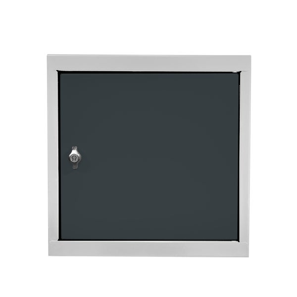 PROREGAL Schließfachwürfel Blocky mit Drehriegelschloss für Vorhängeschloss | HxBxT 40x40x40cm | Lichtgrau/Anthrazitgrau | Tresor, Schließfach