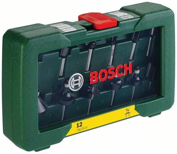Bosch Fräser-Set-HM 12tlg. Durchmesser: 1/4 Schaft - 2607019465