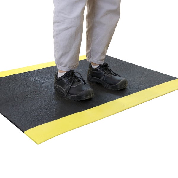 PROREGAL Anti-Ermüdungsmatte aus Vinyl | HxBxT 1x90x100cm | gelb/schwarz | Arbeitsplatzmatte | Anti-Rutsch, Matte, Fußmatte