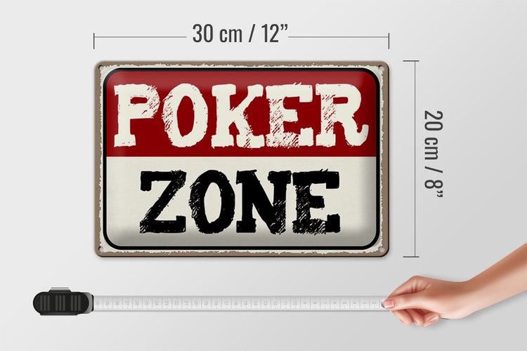 Blechschild Spruch 30x20cm Poker Zone