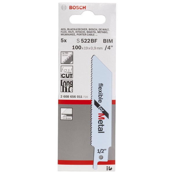 Bosch 5x Säbelsägeblatt S 522 BF Flexible for Metal - 2608656011