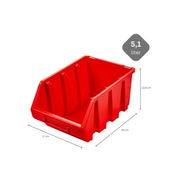 PROREGAL SuperSparSet 10x Sichtlagerbox 3 HxBxT 12,6 x 17 x 24 cm Polypropylen Rot