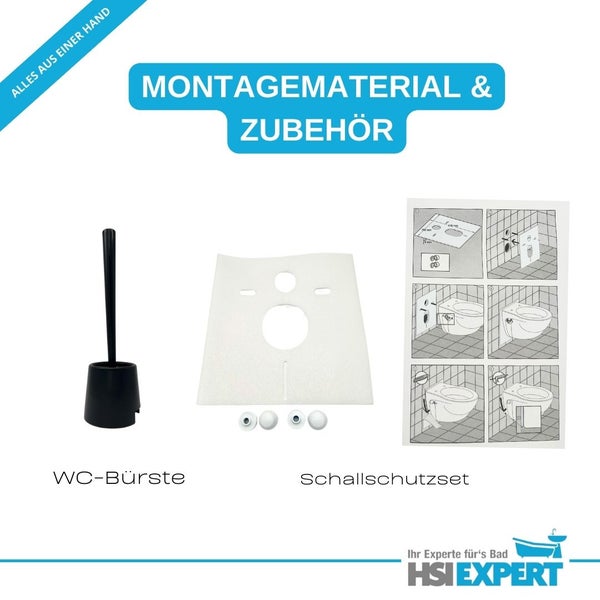 Toilettenbürste, Schallschutzset und Montageanleitung