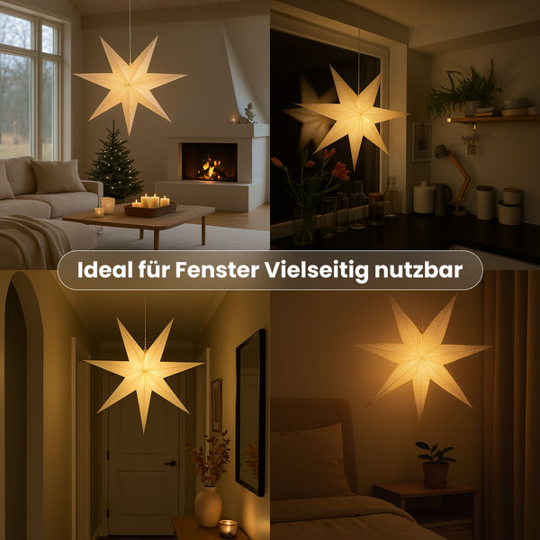 Best Season – Papierstern Dot Weiß 100 cm – Dekorativer Papierstern für Innen mit E14 Fassung – Hängelampe mit 3,5 m Kabel – Weihnachtsstern für Fenster & Wohnambiente