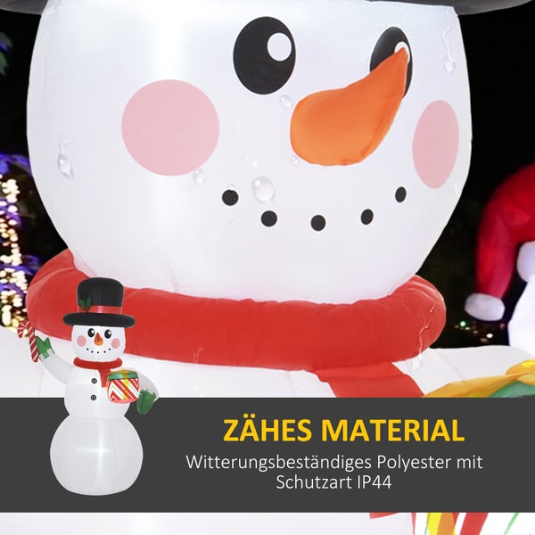 Outsunny Aufblasbar Weihnachtsdeko, 1,8 m Schneemann mit LED-Beleuchtung, Gartendeko, Selbstaufblasende Weihnachtsbeleuchtung für Innen- und Außenbereich