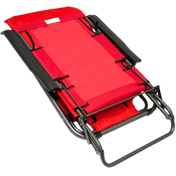 Rote Relaxliege mit verstellbarer Rückenlehne und Fußstütze