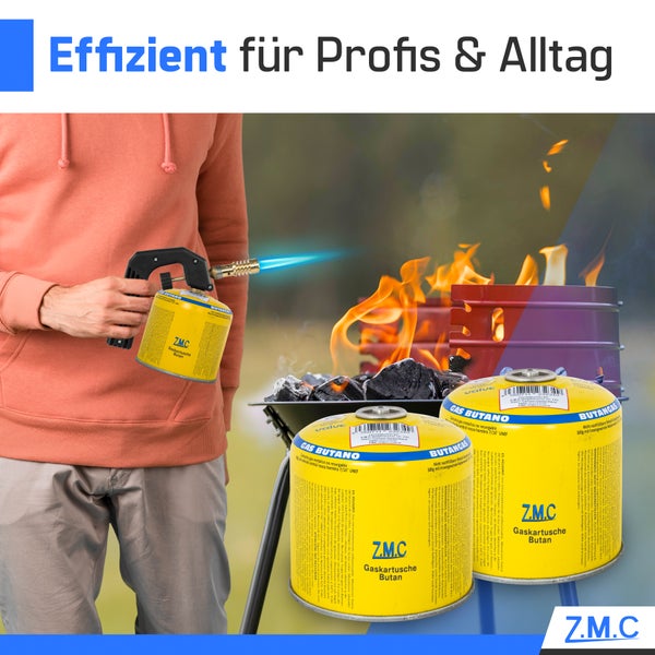 Z.M.C 5X Butan Gaskartuschen 500g, Propan/Butan Gas 990ml, Gaskartusche EN417, Eurogewinde Schraubgewinde Anschluss, Schraubkartusche für Unkrautbrenner, Universal Druckgasdose mit Schraubventil