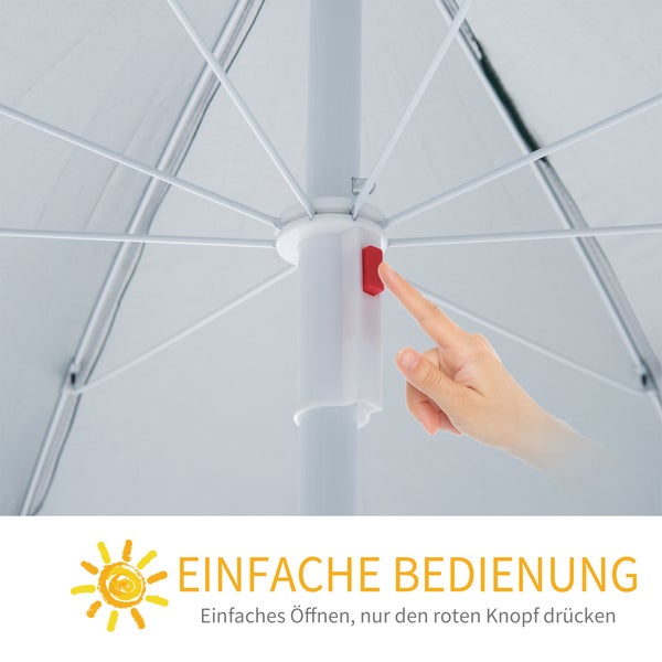 Zusammenklappbarer Sonnenschirm mit zweiteiligem Mastdesign für einfachen Transport und Lagerung