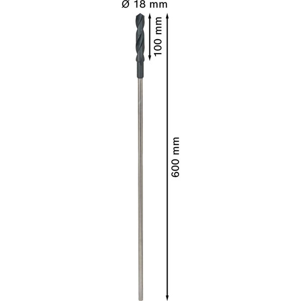 Holzbohrer mit einem Durchmesser von 18 mm und einer Länge von 600 mm