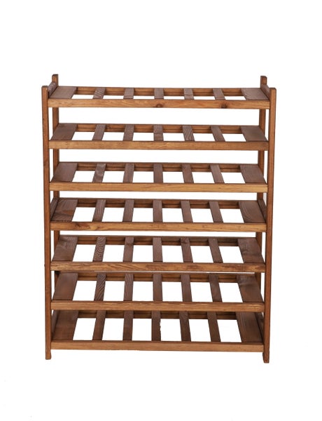 PROREGAL Weinregal SPREEWALD HxBxT 86x70x33cm 42 Flaschen auf 7 Ebenen Massives Kiefernholz Braun geölt