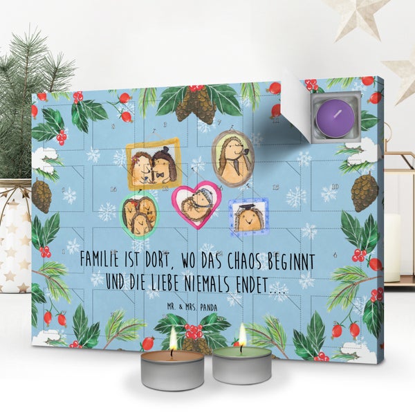 Mr. & Mrs. Panda Duftkerzen Adventskalender Igel Familie - Blau Pastell