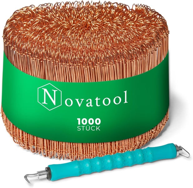 Novatool Drilldrähte Set mit 1000 Drahtsackverschlüssen und einem manuellen Drillapparat.