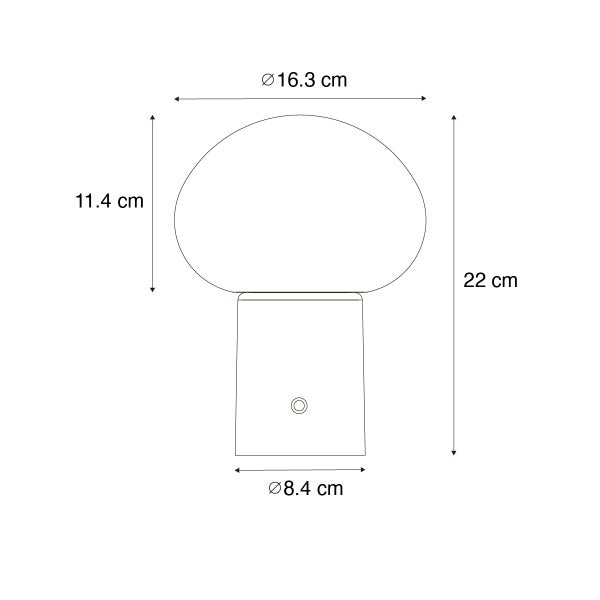 Tischleuchte schwarz inkl. LED 3-stufig dimmbar wiederaufladbar - Louise