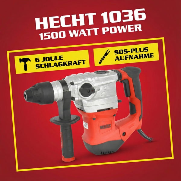 Hecht 1036 Bohrhammer mit 1500 Watt Leistung und SDS-Plus Aufnahme