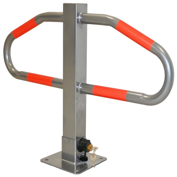 Parkplatzsperre 47 x 73 cm Metall grau abschließ- und klappbar Parkplatzbügel Sperrbügel Poller