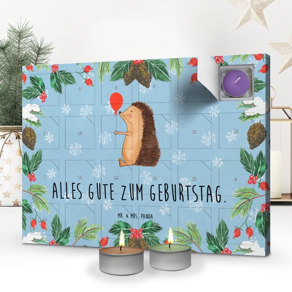 Mr. & Mrs. Panda Duftkerzen Adventskalender Igel Luftballon - Blau Pastell
