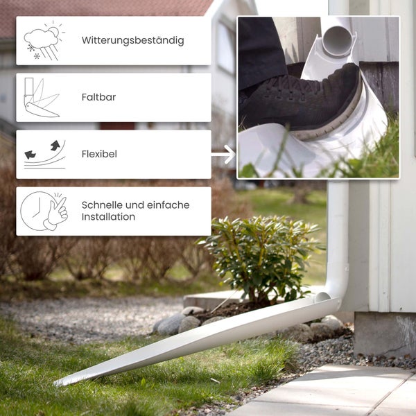 Regenrinnensystem mit Eigenschaften wie Wetterbeständigkeit, Faltbarkeit, Flexibilität und schneller Installation