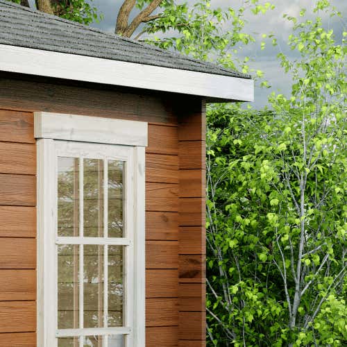 Alpholz 5-Eck Gartenhaus Monica aus Massiv-Holz, Gerätehaus mit 40 mm Wandstärke, Garten Holzhaus mit Imprägnierung (pinie), Geräteschuppen Größe: 300 x 300 cm, Spitzdach