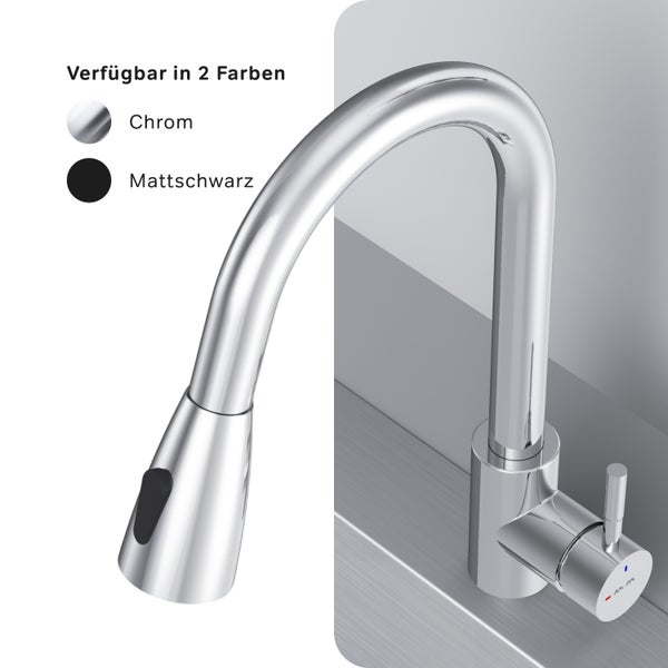 Küchenarmatur mit Ausziehbrause, Chrom