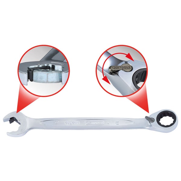 KS TOOLS DUO GEARplus Ringmaulschlüssel Maul-Ratschenfunktion 21 mm umschaltbar - 503.5921