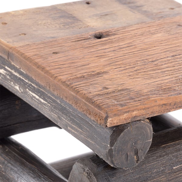 Hocker BLOCK 38 Teak Recyclingholz massiv 04 schwarz-natur