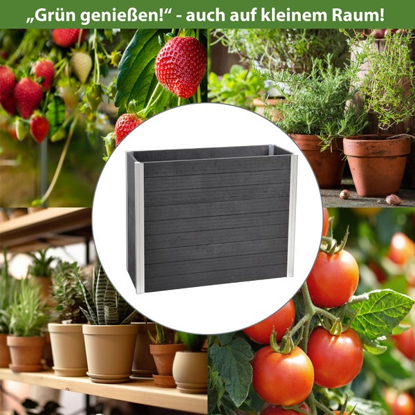 Pflanzkasten lang 117 x 41,5 x 84,5 cm Holzoptik bis 226 Liter Holzoptik Pflanzkübel Sichtschutz     Übertopf
