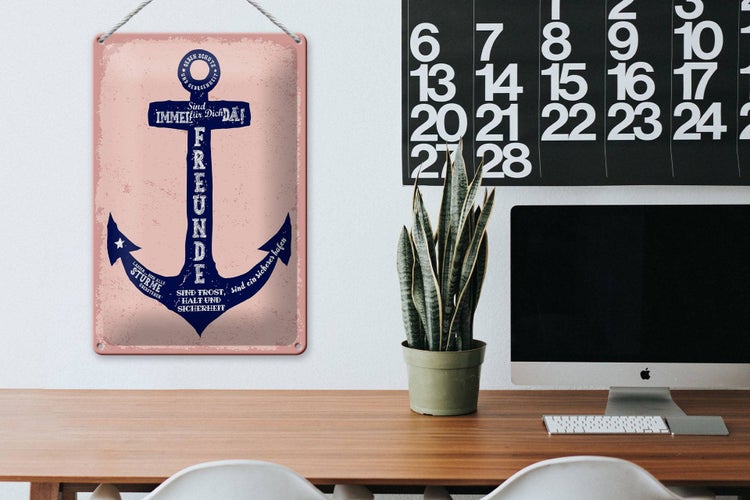 Blechschild Spruch Freunde Anker sind immer da 20x30cm