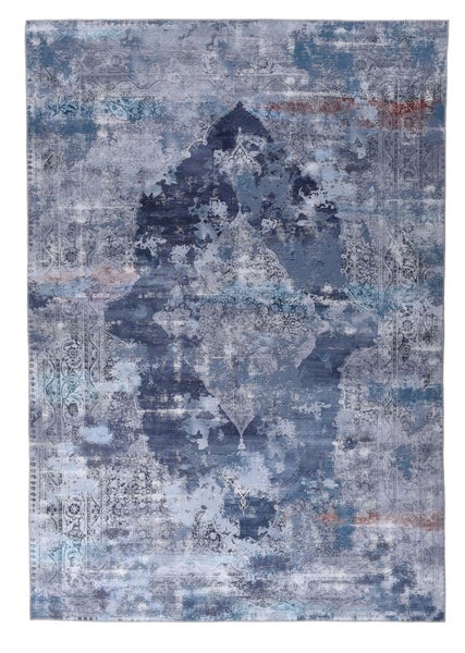 Weicher bedruckter Wohnzimmerteppich Cecilia Blau 70x140 cm