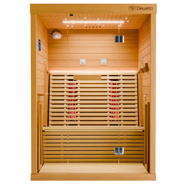 Dewello® Infrarotkabine Infrarotsauna PALERMO 135cm x 120cm inkl. 6 Vollspektrumstrahler, 2 Karbonstrahler, LED