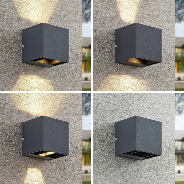 Lindby LED Wandleuchte außen Zavier (spritzwassergeschützt (Modern) in Schwarz aus Aluminium (1 flammig, ) - Außenwandleuchten Wandlampe Led Außenlampe Outdoor für Außenwand/Hauswand