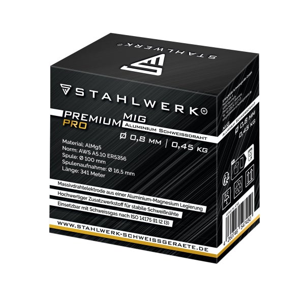 STAHLWERK Schweißdraht MIG MAG Aluminium ER5356 AlMg5 0,8 mm 0,45 kg Drahtrolle