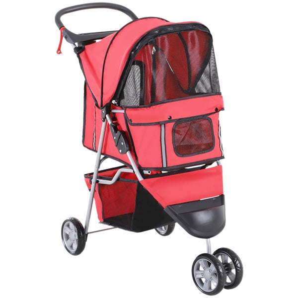 PawHut Hundewagen, 75L x 45B x 97H cm, 600D Oxford, Nylon-Netzgitter, Rot