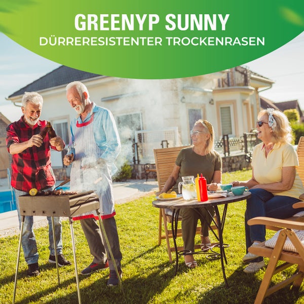 Greenyp Sunny I Dürreresistenter Trockenrasen I 5kg für 200m² I Grassamen Rasensamen Rasensaat Gras Nachsaat schnellkeimend