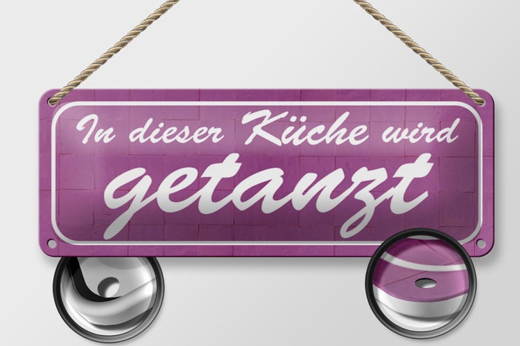 Blechschild Spruch 27x10cm in dieser Küche wird getanzt Dekoration