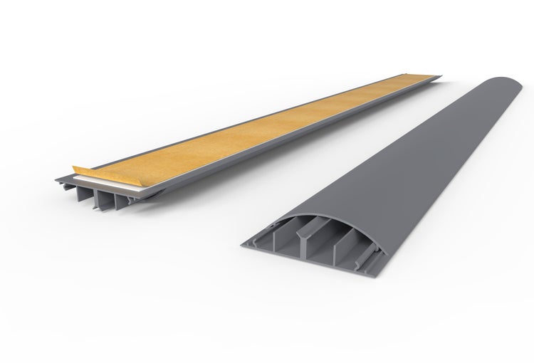 CILSON WDK9020SG Art.-Nr. 6700410 Kabelkanal 90 x 20 mm x 2.000 mm - Trittfest, selbstklebend mit Bodenbelochung, grau RAL 7035
