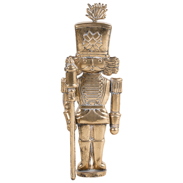 Dekorative Nussknacker Figur als Soldat mit Stab, als Weihnachtsdekoration aus Kunststoff