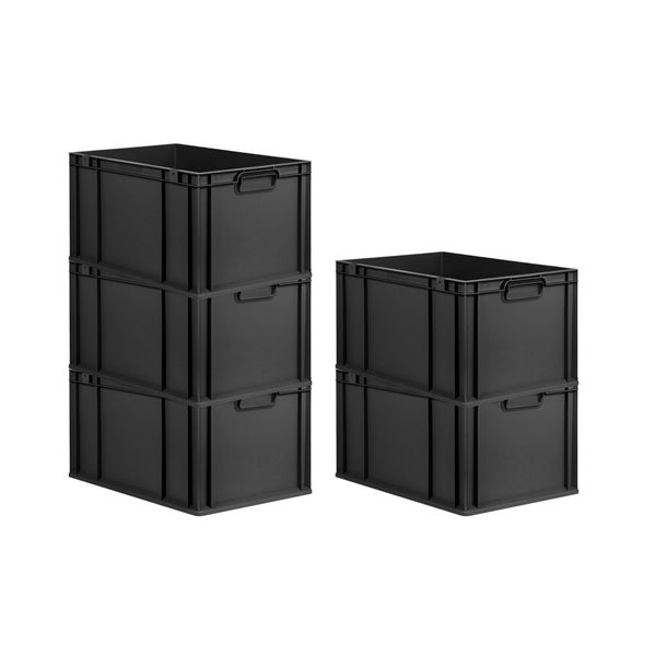 Eurobox NextGen Grip, HxBxT 32x40x60cm, 65 Liter, Griffe geschlossen, Verstärkter Boden, Schwarz, Eurobehälter, Transportbox, Transportbehälter, Stapelbehälter