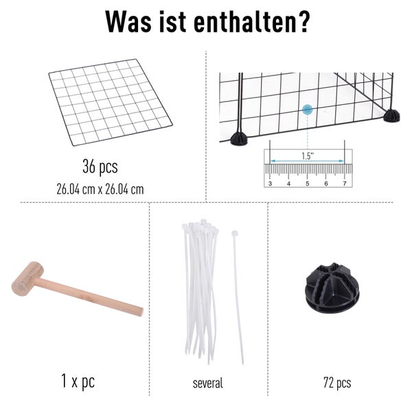 PawHut Gittergehege, Freigehege, 146 x 73 x 73 cm, Metall, Schwarz
