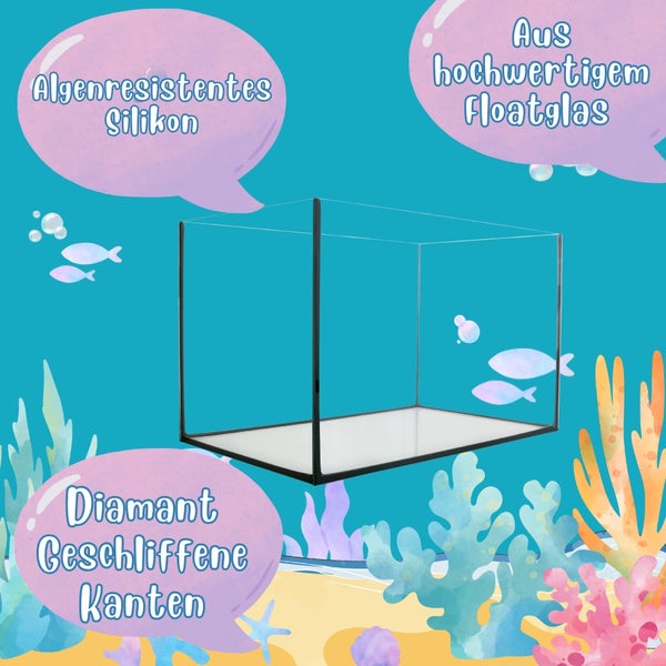 Aquarium Becken Rechteckig Glas Aquariumbecken Salzwasseraquarium Nano Aquarium Glasbecken Glasaquarium Aufzuchtbecken 50x30x30