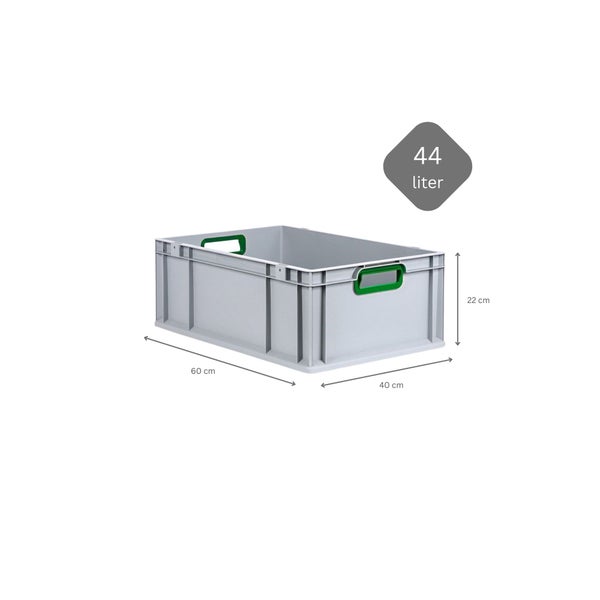 PROREGAL Spar Set 10x Eurobox Nextgen Color Mit Auflagedeckel & Schiebeschnappverschlüsse HxBxT 22 x 40 x 60 cm Griffe Grün Offen Verstärkter Boden