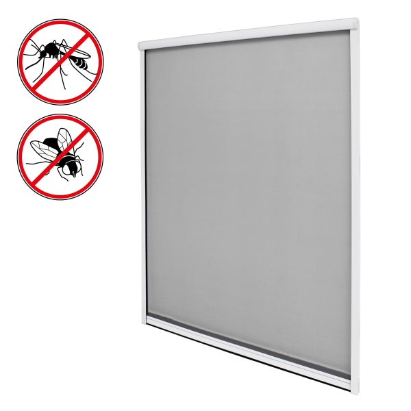 ECD Germany Fliegengitter Insektenschutzrollo für Fenster - Weiß - Witterungsbeständig - 130 x 160 cm - Fiberglas Fliegengitternetz - Insektenschutz Insektenschutztür Fensterrollo Mückenschutz Schutz