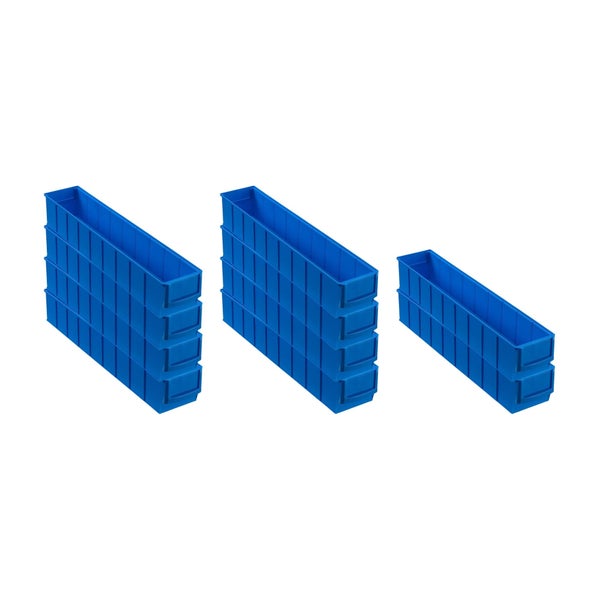 PROREGAL SparSet 10x Blaue Indurstriebox 500 S HxBxT 8,1 x 9,1 x 50 cm 2,8 Liter Sortimentskasten