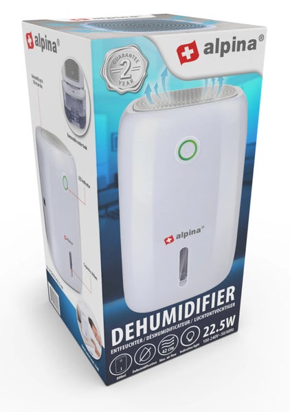 JUNG Alpina Mini Luftentfeuchter elektrisch 22W Raumentfeuchter leise Räume 90M³