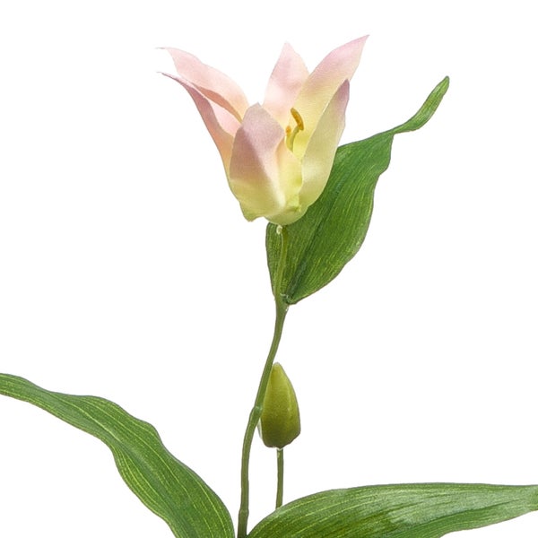 Künstlicher Monstera-Zweig mit grünen, geschlitzten Blättern und naturgetreuem Stiel.